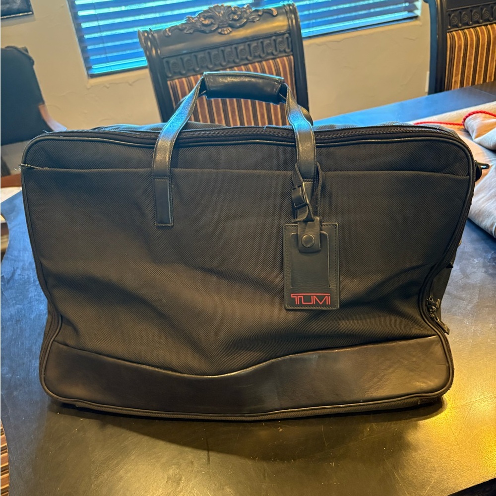 TUMI Black Leather Travel Bag